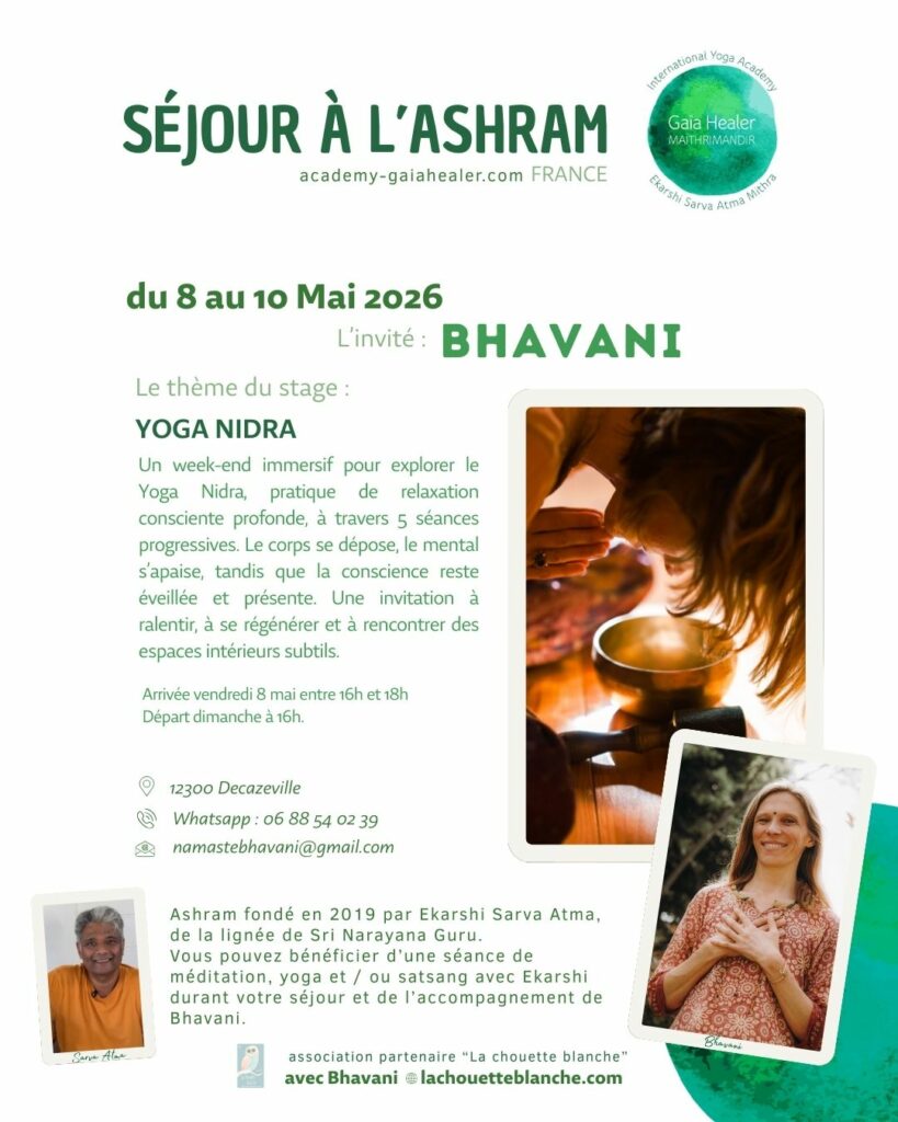 stage de yoga nidra avec Bhavani du 8 au 10 mai 2026